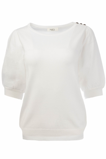 NED T-shirt DHALIA RMB BREI 25S1U10639 Optical White
