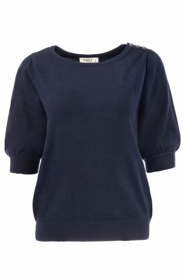 NED T-shirt DHALIA RMB BREI 25S1U10639 Marine