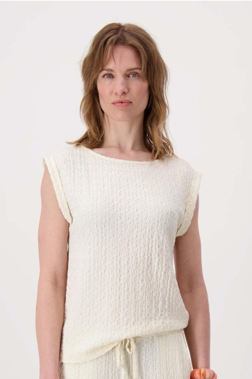 Zusss T-shirt MOUWLOZE TOP VAN CRINKLE STOF 0304 152 OFF WHITE