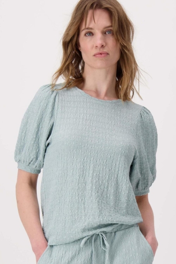 Zusss T-shirt POFMOUW TOP VAN CRINKLE STOF 0304 164 VERGRIJSD BLAUW