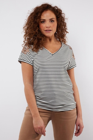 C&S The Label T-shirt VERSAILLES TOP 25ZBC09 011001 OFFWHITE/BLACK
