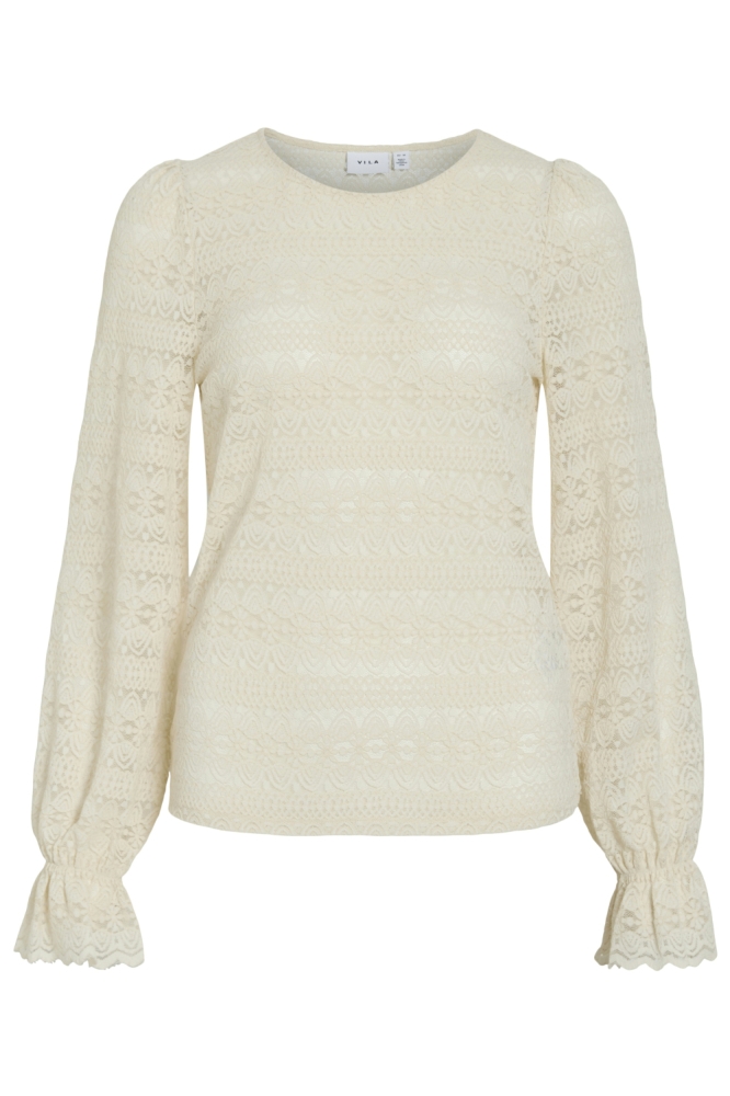 Vila beige dames t-shirt | Vooraanzicht