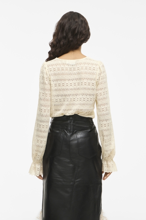 Vila beige dames t-shirt | Model achteraanzicht