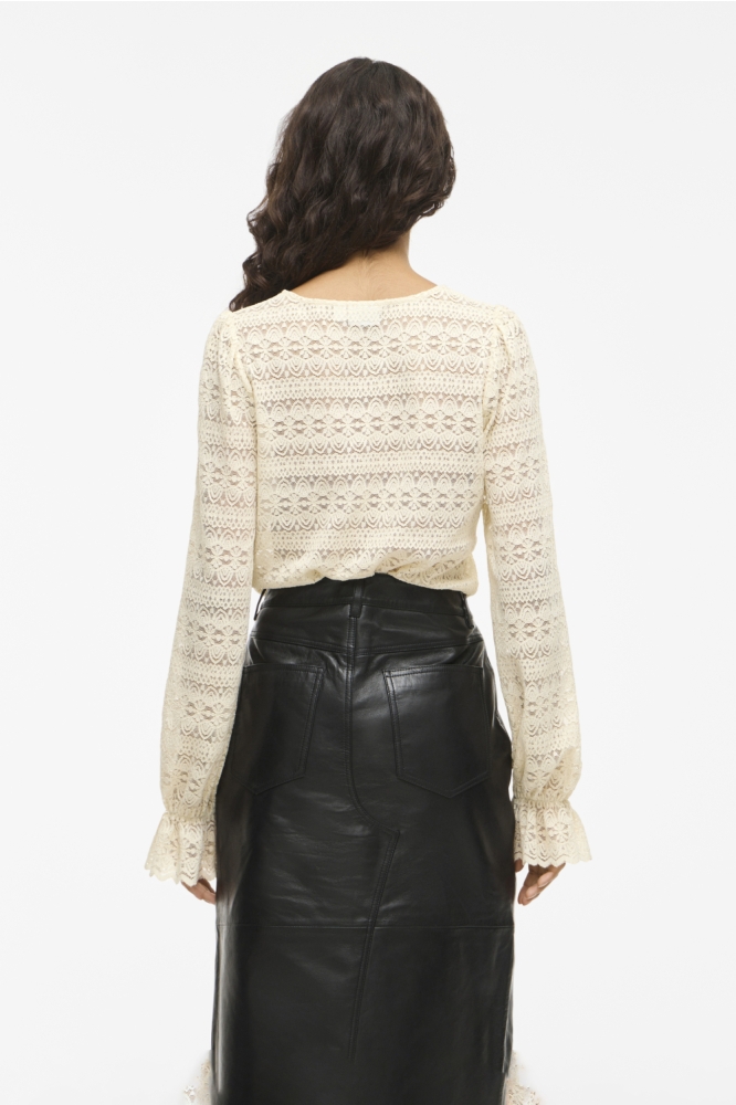 Vila beige dames t-shirt | Model achteraanzicht