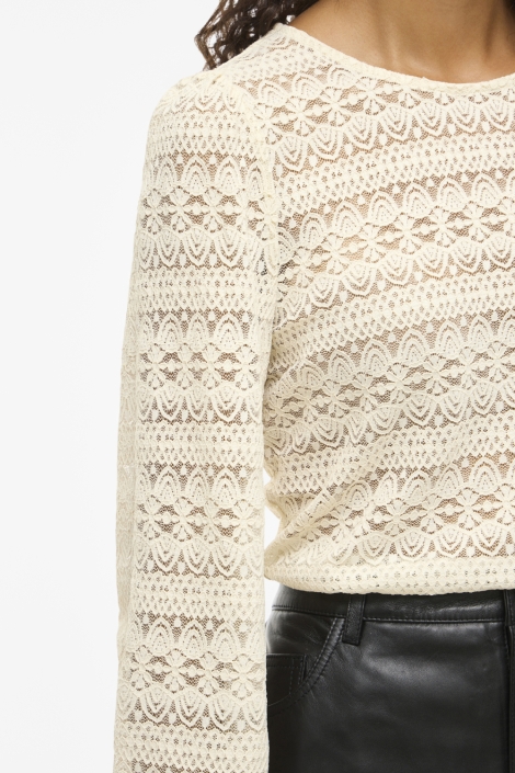 Vila beige dames t-shirt | Close up