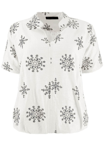 FOS Amsterdam Blouse DOORTJE BORDUURBLOEM 7337 TOP 120 OFF WHITE