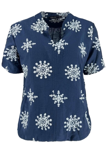 FOS Amsterdam Blouse DOORTJE BORDUURBLOEM 7337 410 NAVY