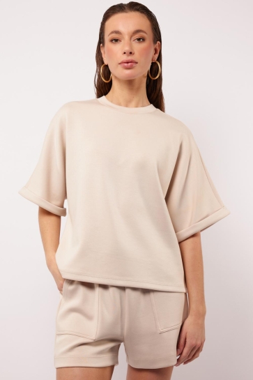 Fluresk T-shirt BRINLEY TOP 25ZQF11 014 SAND