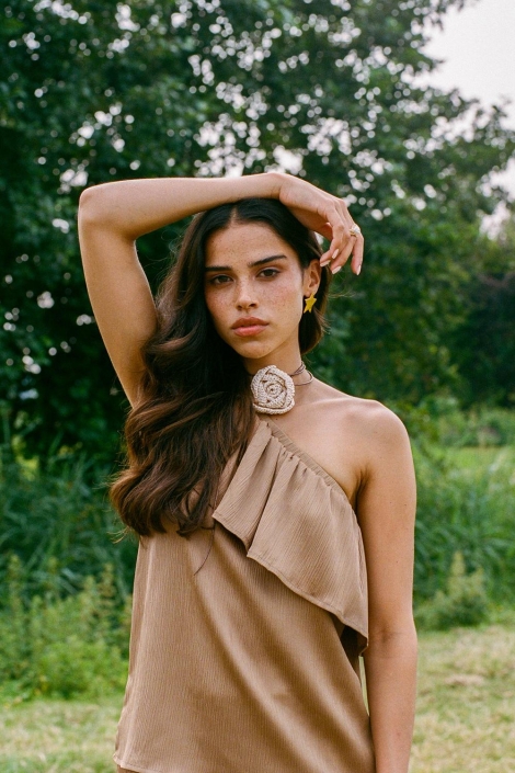 Fluresk camel dames top | Sfeerbeeld, In situatie