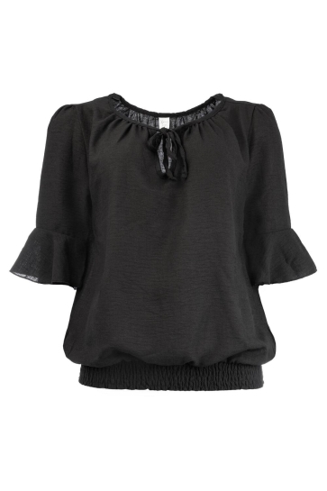 NED Blouse RIO WASHED CRINCLE WOVEN 25S4 U287 01 900 BLACK