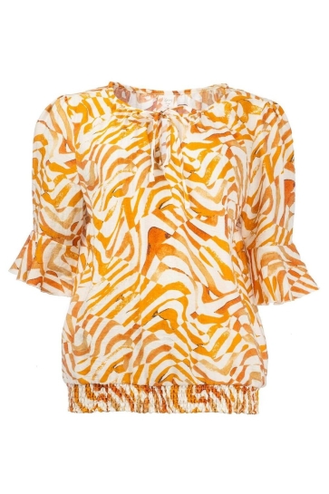 NED Blouse RIO DARK SAND BLOCKED WAVES 25S4 X1702 01 667 dark sand