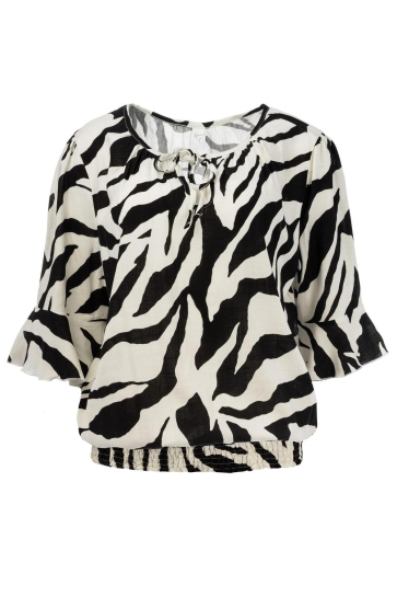 NED Blouse RIO ECRU ZEBRA WOVEN 25S4 X1784 03 01 ECRU