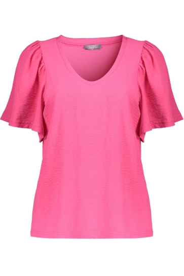 Geisha Blouse CRINKLE T SHIRT MET VLINDERMOUWEN 53352 21 000451 RASPBERRY