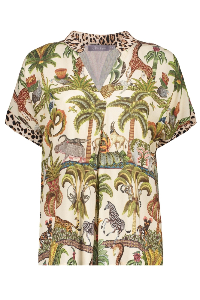 Geisha groene dames t-shirt | Vooraanzicht