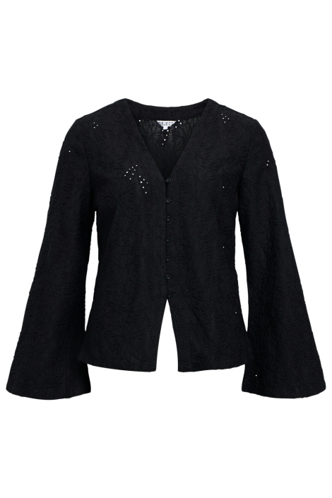 Object zwarte dames blouse | Vooraanzicht