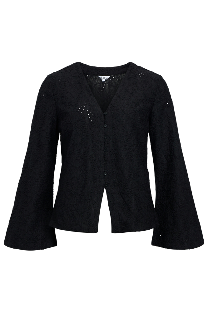 Object zwarte dames blouse | Vooraanzicht