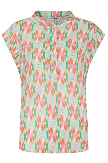 Fluresk Blouse MIRA TOP 25ZFSF02 011754 OFFWHITE/EDGE WATER GREEN