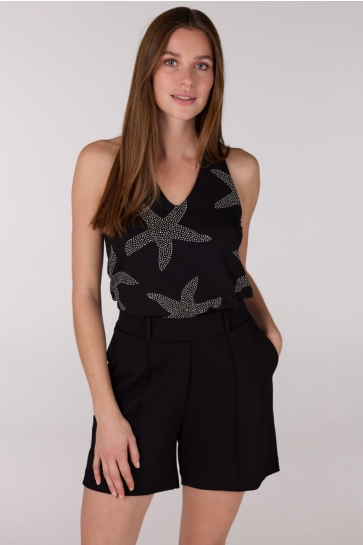 Juffrouw Jansen Top FHINE HS25 TOP VSF 301 SLEEVELESS 000985 BLACK OFF WHITE