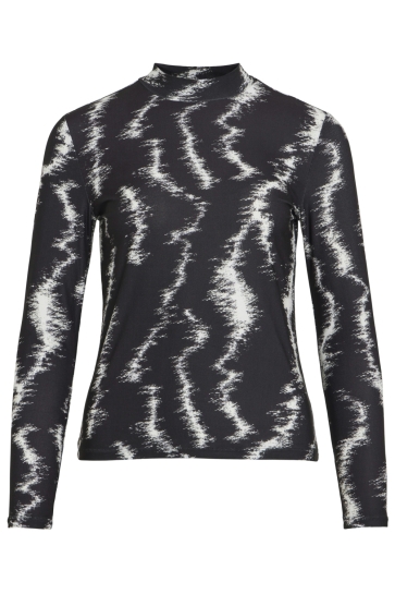 Vila T-shirt VILEOA L/S HIGH NECK TOP - NOOS 14066134 Black Beauty/KAIA