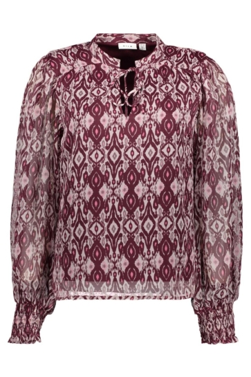 Vila Blouse VISEFINA L/S TOP / LC 14113726 Birch/PINK/FIG