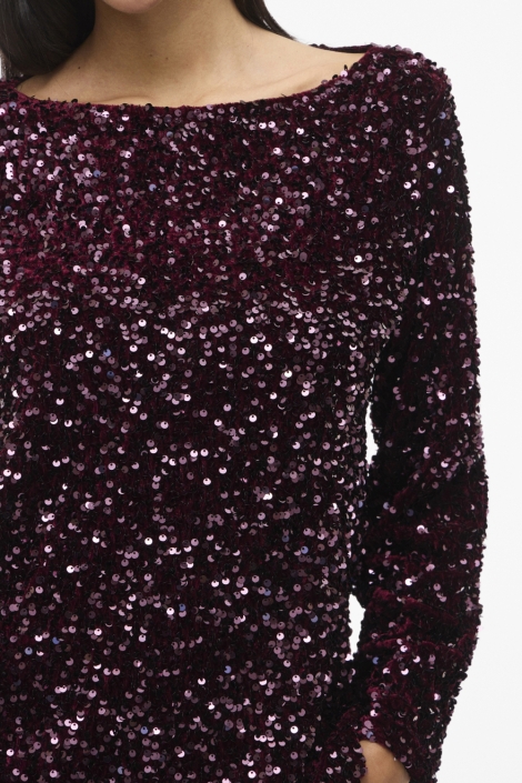 Vila bordeaux dames t-shirt | Close up