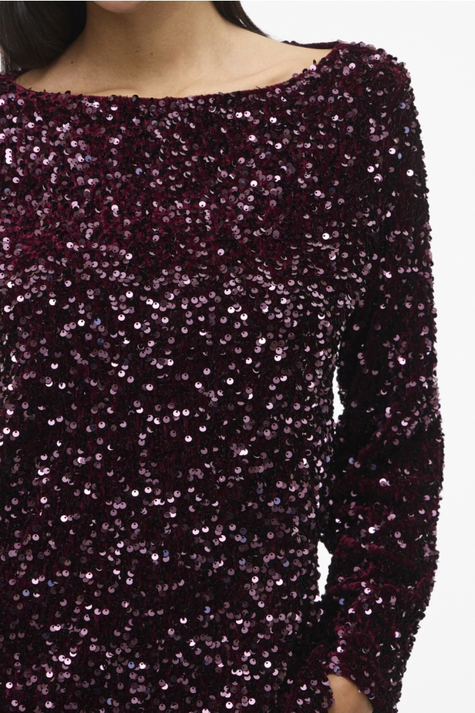 Vila bordeaux dames t-shirt | Close up