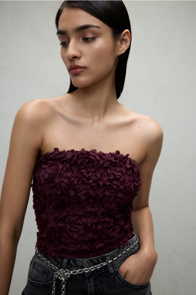 Vila bordeaux dames top | Model vooraanzicht