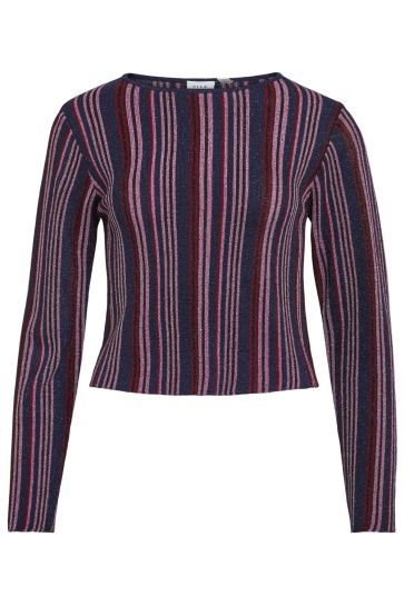 Vila VIMELVINA BOATNECK L/S KNIT TOP 14110746 JESTER RED/RHODONITE BLACK