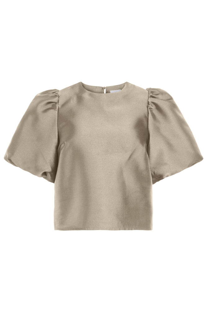 Vila beige dames t-shirt | Vooraanzicht