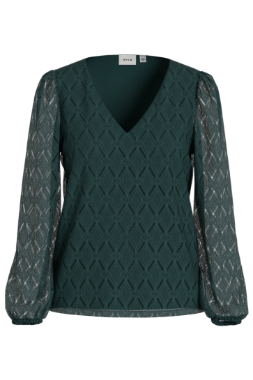 Vila T-shirt VIFERO V-NECK L/S TOP/DFS/PB 14113222 PONDEROSA PINE