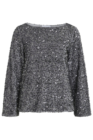 Vila Top VIFAITH BOAT NECK L/S SEQUIN TOP/1 14110979 Poppy Seed