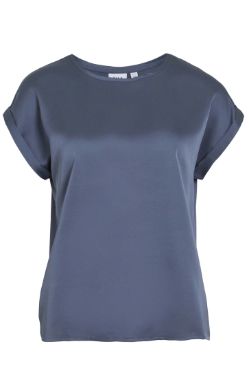 Vila T-shirt VIELLETTE S/S SATIN TOP - NOOS 14059563 VINTAGE INDIGO