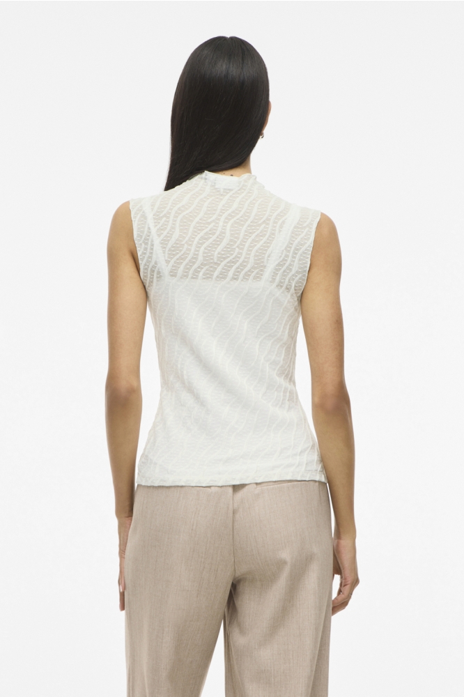 Vila witte dames top | Model achteraanzicht