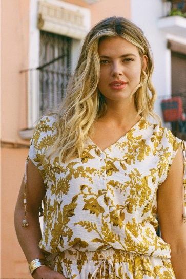 C&S The Label Blouse SARDINIE TOP 25ZFOC06 014127 SAND/MUSTARD OLIVE