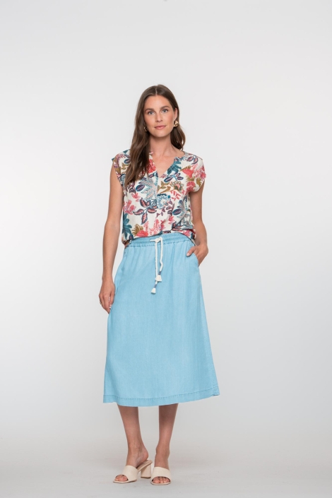Geisha multi color dames top | Model vooraanzicht