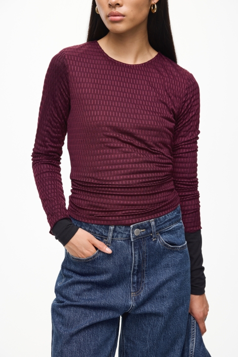 Vila bordeaux dames t-shirt | Close up
