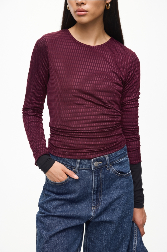 Vila bordeaux dames t-shirt | Close up