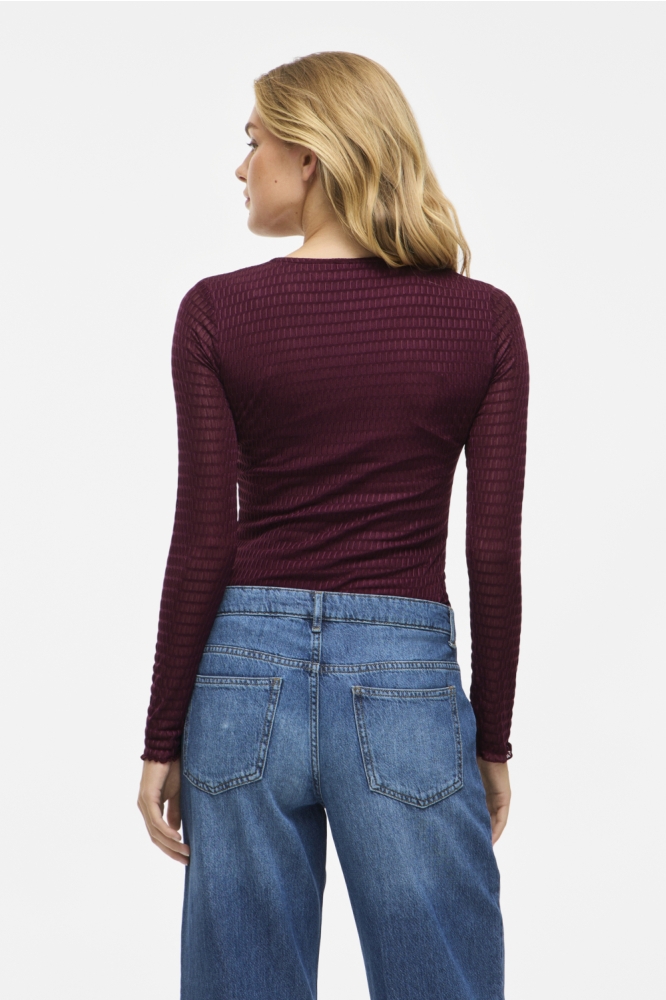 Vila bordeaux dames t-shirt | Model achteraanzicht