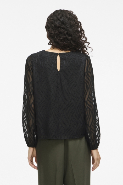 Vila zwarte dames blouse | Model achteraanzicht