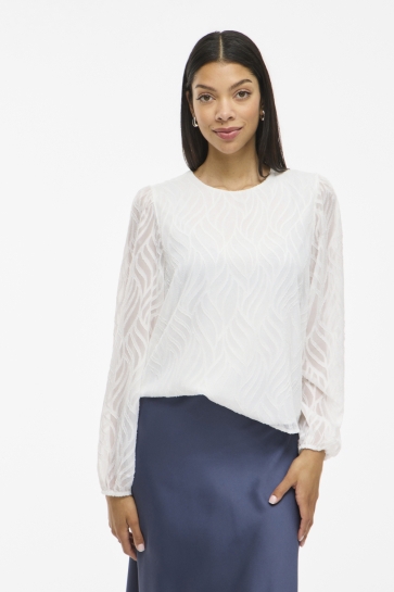 Vila Blouse VIMIKA O-NECK L/S TOP - NOOS 14107406 CLOUD DANCER