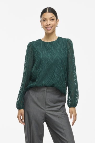 Vila Blouse VIMIKA O-NECK L/S TOP - NOOS 14107406 PONDEROSA PINE