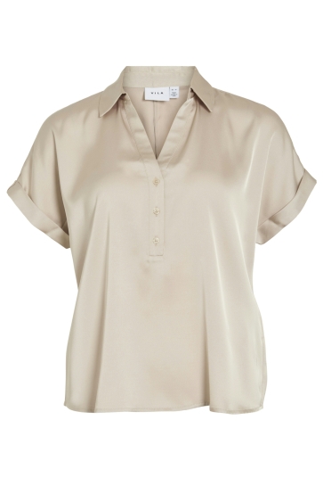 Vila Blouse VIENNA RAVENNA S/S TOP - NOOS 14107405 Cement