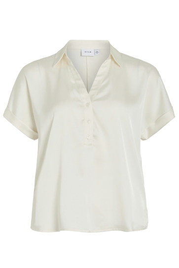 Vila Blouse VIENNA RAVENNA S/S TOP - NOOS 14107405 Cloud Dancer
