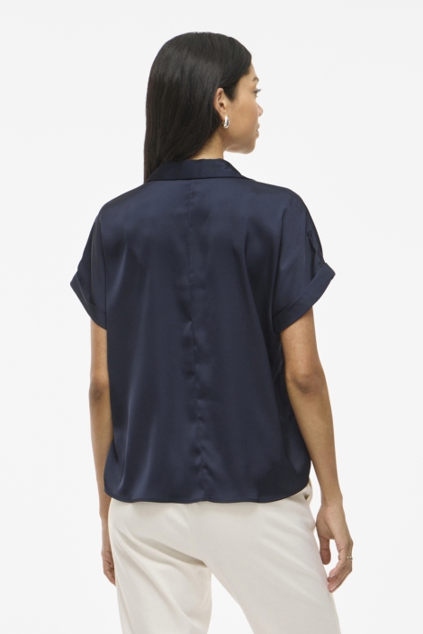 Vila blauwe dames t-shirt | Model achteraanzicht