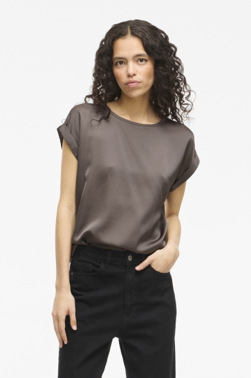 Vila T-shirt VIELLETTE S/S SATIN TOP - NOOS 14059563 Falcon