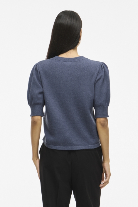 Vila blauwe dames trui | Model achteraanzicht