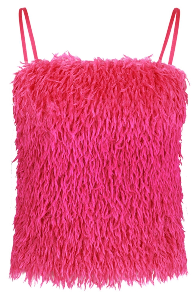 Fluresk roze dames top | Vooraanzicht