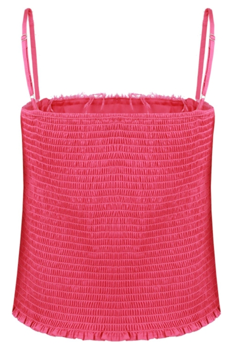 Fluresk roze dames top | Achteraanzicht