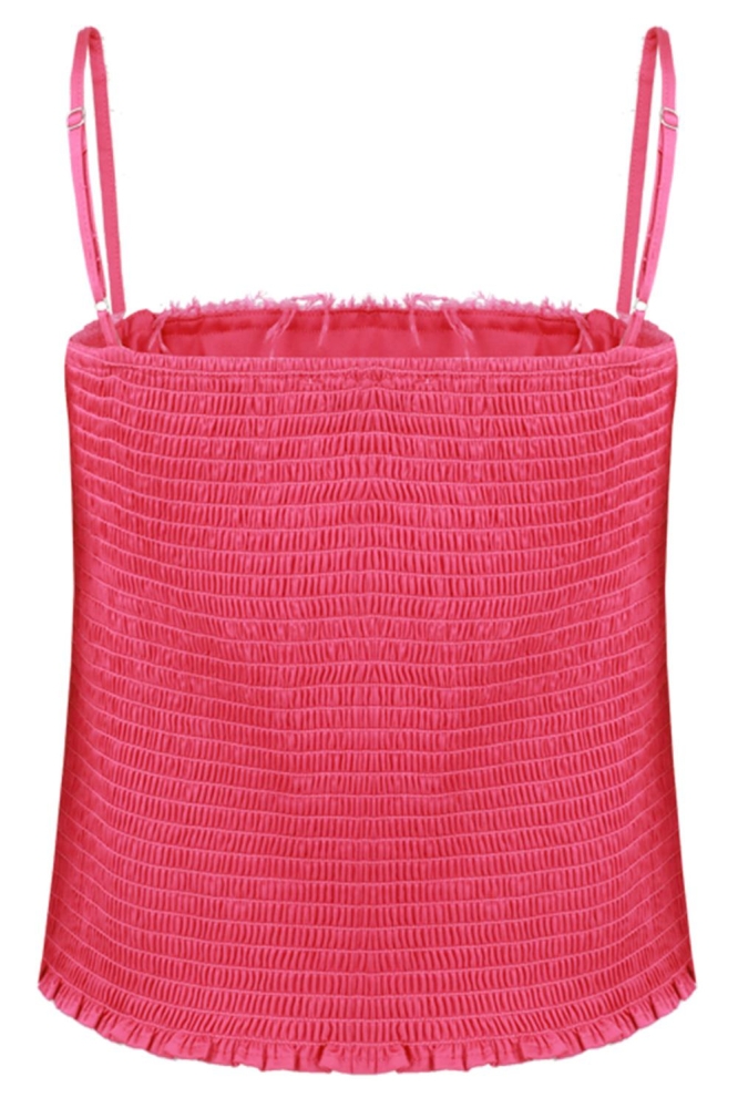 Fluresk roze dames top | Achteraanzicht
