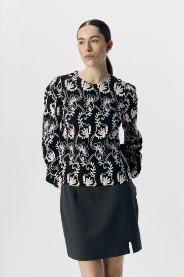 Object T-shirt OBJMYA RE L/S TOP NOOS 23046020 Black/Sandshell